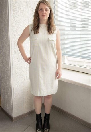 Vintage 60's White Striped Mini Dress