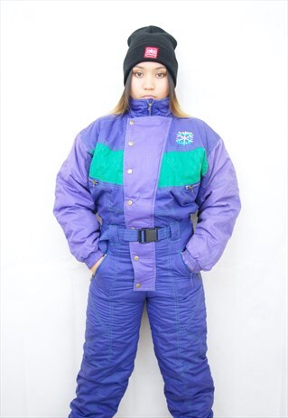 CRAZY PRINT PUFFER SKI SUIT/JUMPSUIT (1990'S)