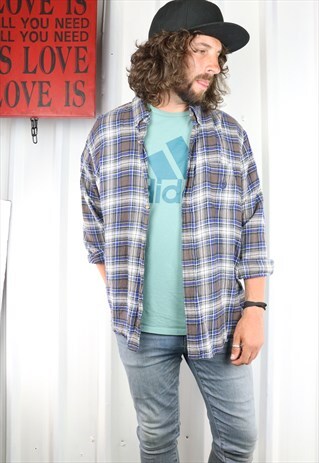 VINTAGE CHECK CHAPS FLANNEL OVERSIZED GRUNGE INDI SHIRT