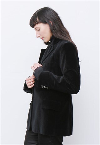 RARE VINTAGE 80'S BLACK VELVET BLAZER JACKET