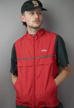 Vintage Asics Gilet in Red with Logo