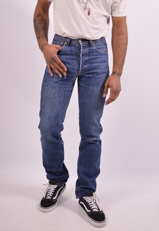 LEVI'S 501 MENS VINTAGE JEANS W28 L34 BLUE 90S