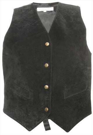 VINTAGE BEYOND RETRO SUEDE BLACK GOLD BUTTON-FRONT WAISTCOAT