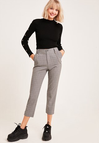 CHECKERED TROUSERS - BLACK AND CREAM