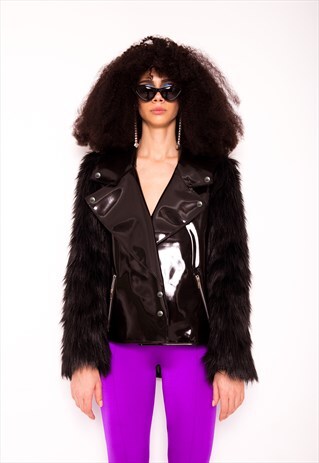 LATEX JACKET WITH FUR