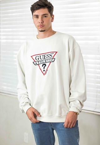 VINTAGE GUESS SWEATSHIRT JUMPER LOGO 90S L 21.1