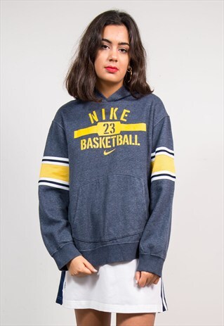 VINTAGE 90'S GREY NIKE BASKETBALL HOODIE SWEATSHIRT