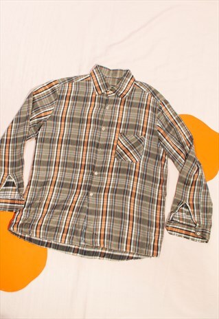 VINTAGE SHIRT 90S GRUNGE CHECKED BROWN PLAID OVERSIZED SHIRT