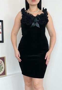 Vintage 90s black velvet dress