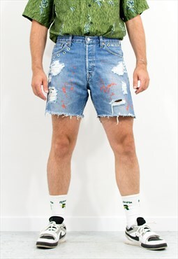 Levis reworked denim shorts in grunge style festival cutoffs