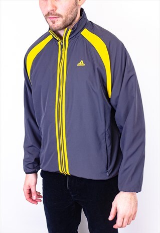 VINTAGE ADIDAS TRACK JACKET GREY / YELLOW