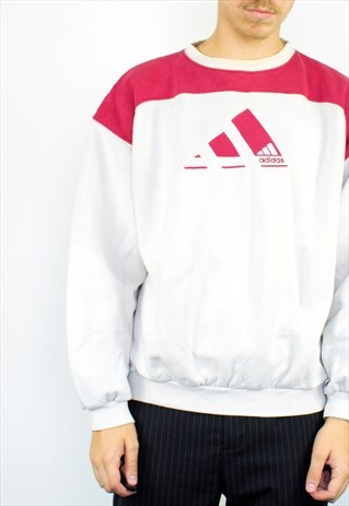 VINTAGE ADIDAS SWEATSHIRT JUMPER IN WHITE HAS