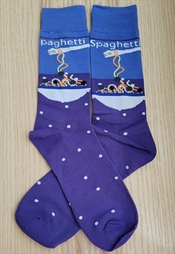 Spaghetti Pattern Cozy Socks in Blue