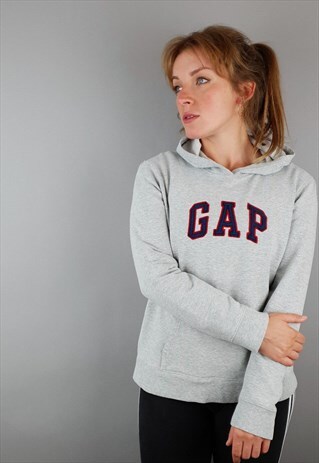 VINTAGE GAP HOODIE GREY RED UNISEX