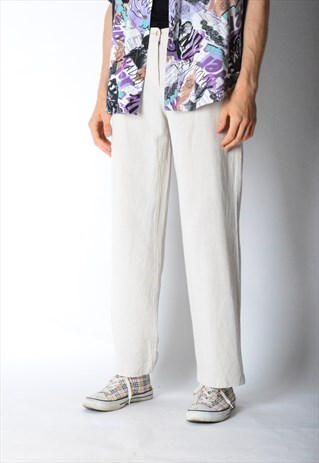 VINTAGE 90S UNISEX BEIGE LINEN BLEND PANTS