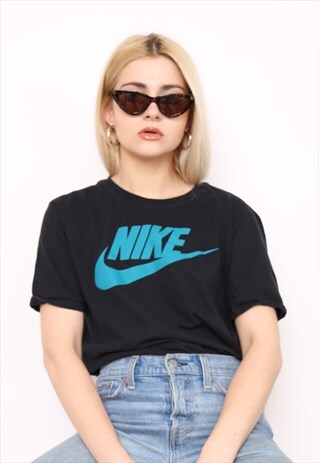 VINTAGE 90S NIKE BLACK GREEN TOP T-SHIRT