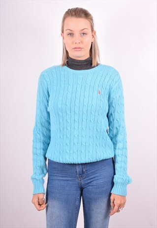 RALPH LAUREN WOMENS VINTAGE JUMPER SWEATER LARGE BLUE 90S
