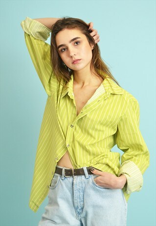 80'S STRIPED OVERSIZED DESIGNER BOYFRIENDS SHIRT