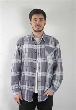 VINTAGE LIGHT GREY CHECKED SHIRT