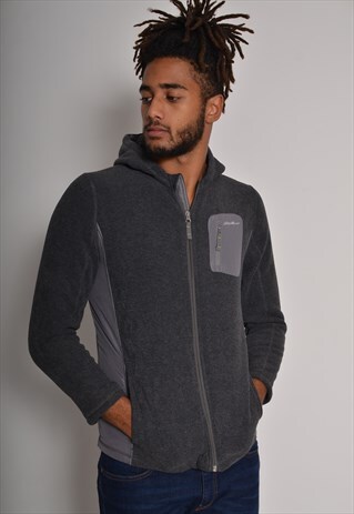 VINTAGE EDDIE BAUER FLEECE HOODIE GREY