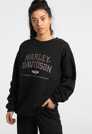 90S HARLEY DAVIDSON EMBROIDERED SPELL OUT SWEATSHIRT
