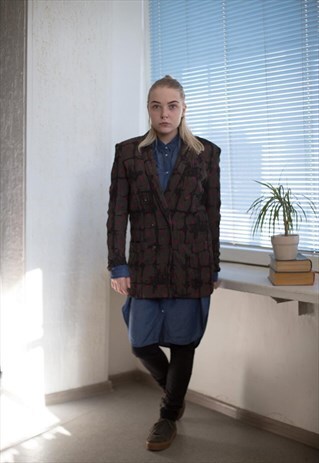 VINTAGE 80'S MULTICOLOUR PATTERNED DOUBLE BREASTED BLAZER