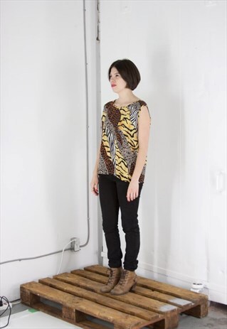 ON SALE ANIMAL PRINTS TANK / PATTERNS PATCHWORK TANK TOP