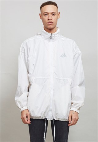 VINTAGE WHITE HOODED 90'S SPORTS JACKET