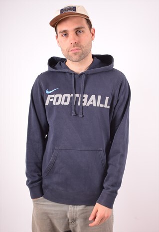NIKE MENS VINTAGE HOODIE JUMPER SMALL BLUE 90S
