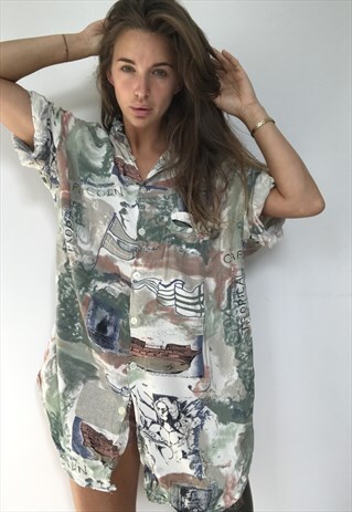PATTERNED OVERSIZED RETRO VINTAGE UNISEX FESTIVAL SHIRT