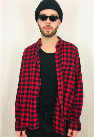 VINTAGE CHECK PATTERN FLANNEL SHIRT