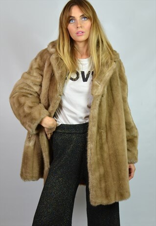 PREMIUM VINTAGE 60S LIGHT BROWN BLONDE FAUX FUR JACKET