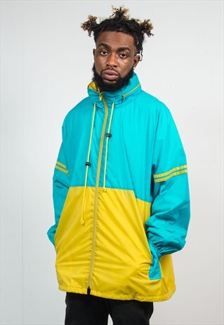 VINTAGE CAGOULE RAIN JACKET 90S COLOUR BLOCK