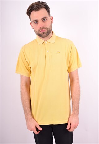 ROBE DI KAPPA MENS VINTAGE POLO SHIRT LARGE YELLOW 90'S
