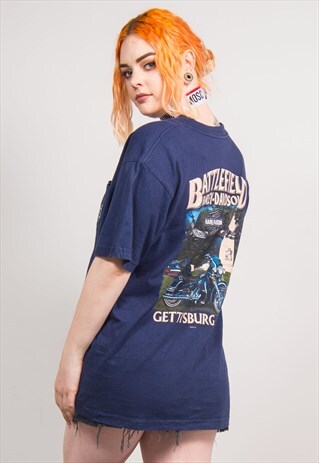 HARLEY-DAVIDSON VINTAGE 90'S BLUE T-SHIRT