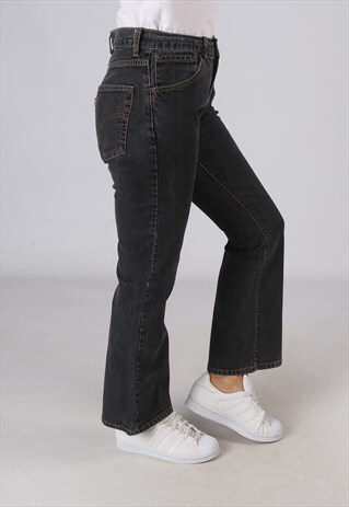 VINTAGE LEVIS 525 BOOTCUT FLARE JEANS BLACK UK 10 (DLAV)