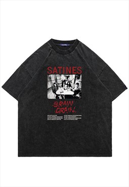 Vintage rock band t-shirt metalcore top Satines tee in grey