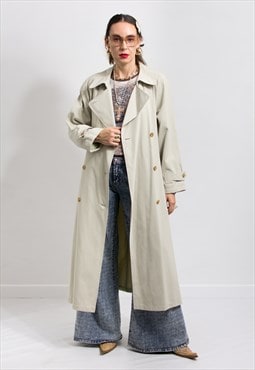 Vintage light coat cream trench double breasted oversized