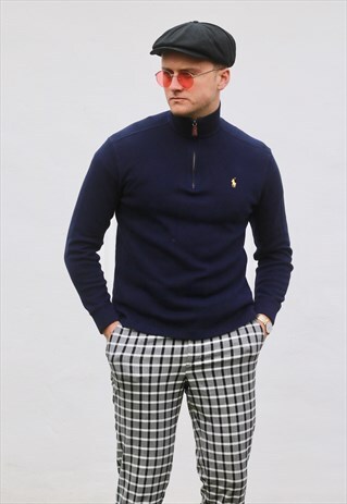 RALPH LAUREN 1/4 ZIP NAVY BLUE SWEATSHIRT