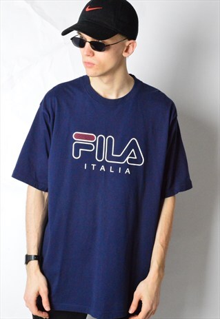VINTAGE 90S NAVY BLUE FILA SPORTS T-SHIRT