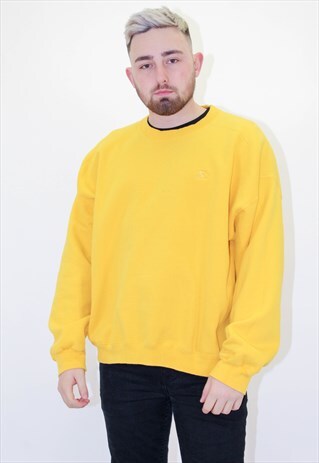 VINTAGE STARTER SMALL LOGO SWEATER JUMPER IN YELLOW XL