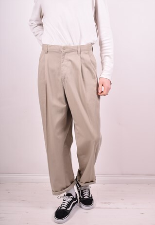 CALVIN KLEIN MENS VINTAGE TROUSERS W36 L31 BEIGE 90S