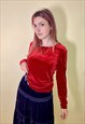 Cute Vintage Red Velvet Long Sleeve T Shirt
