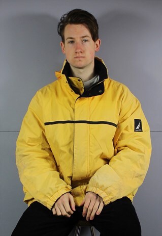 VINTAGE NAUTICA REVERSIBLE WATERPROOF FLEECE RAIN COAT IN YE