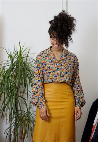 CURRY LEATHER PENCIL SKIRT