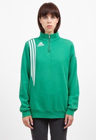 VINTAGE GREEN ADIDAS LOGO 1/4 ZIP PULLOVER SWEATSHIRT