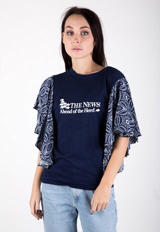 REWORKED VINTAGE T-SHIRT WITH FABRIC SLEEVES