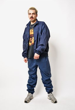 Vintage 90s full tracksuit set men navy blue by Rodeo