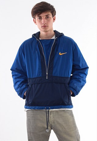 VINTAGE NIKE PADDED PULLOVER 90S BLUE