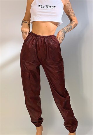 REJUST ESSENTIALS - RED FAUX SNAKE CARGO PANT